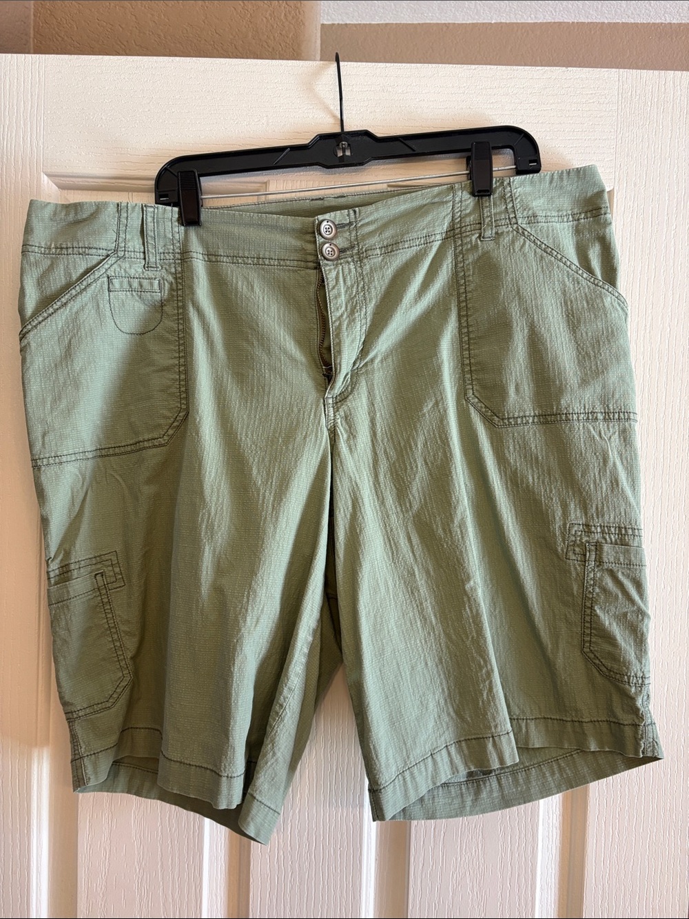 Lane Bryant Light Olive Zip-Front Cargo Shorts